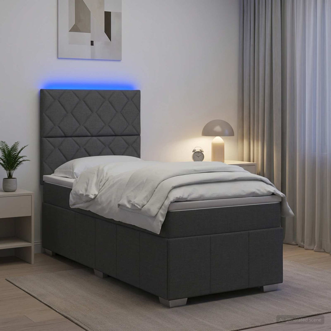 Led Sängram Med Madrass Med Huvudgavel 90 X 190 Cm Tyg