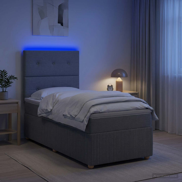 Led Sängram Med Madrass Med Huvudgavel 90 X 190 Cm Tyg
