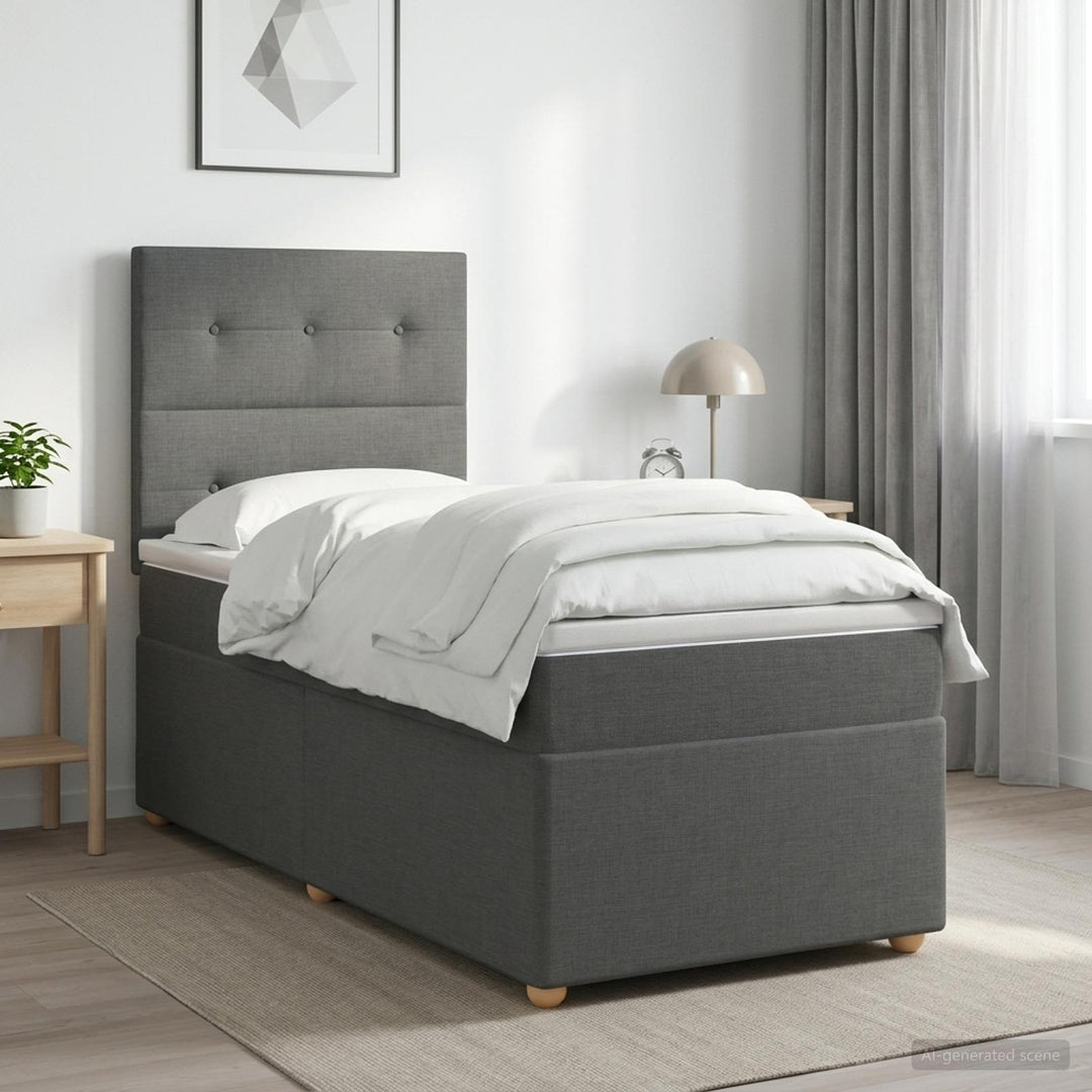Led Sängram Med Madrass Med Huvudgavel 90 X 190 Cm Tyg