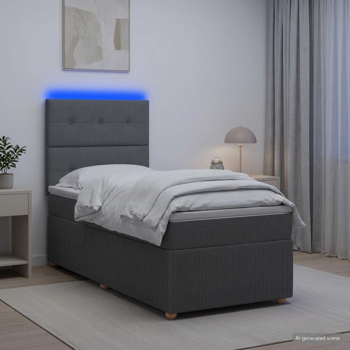 Led Sängram Med Madrass Med Huvudgavel 90 X 190 Cm Tyg