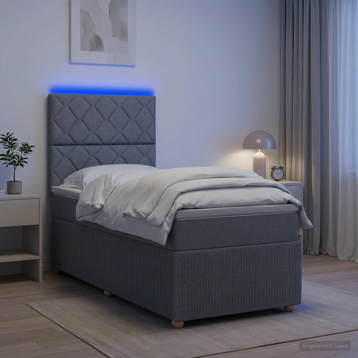 Led Sängram Med Madrass Med Huvudgavel 90 X 190 Cm Tyg