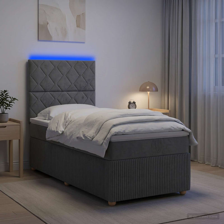 Led Sängram Med Madrass Med Huvudgavel 90 X 190 Cm Tyg