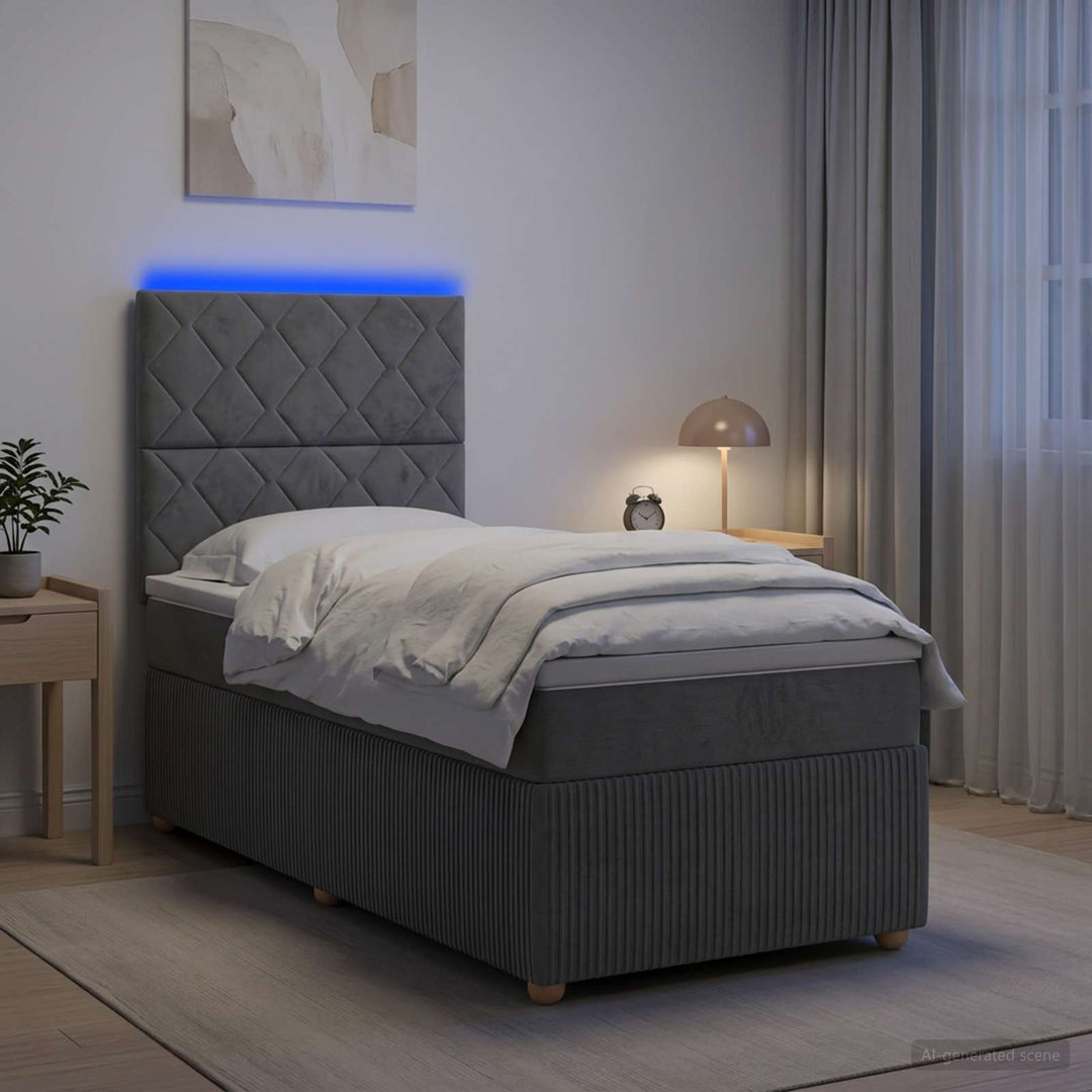 Led Sängram Med Madrass Med Huvudgavel 90 X 190 Cm Tyg