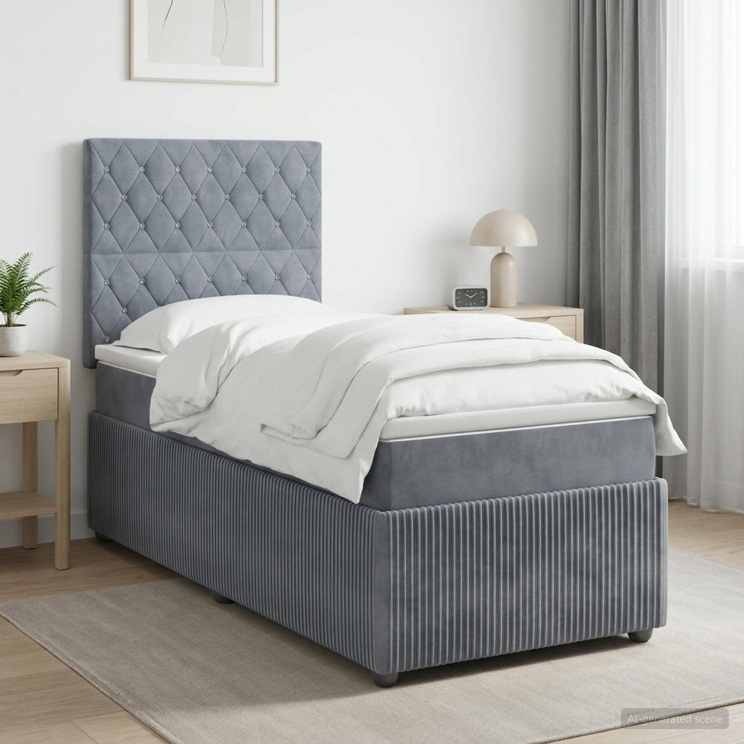 Led Sängram Med Madrass 90 X 190 Cm Sammet