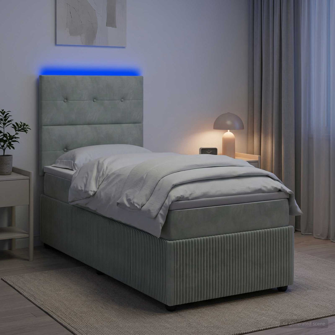 Led Sängram Med Madrass 90 X 190 Cm Sammet
