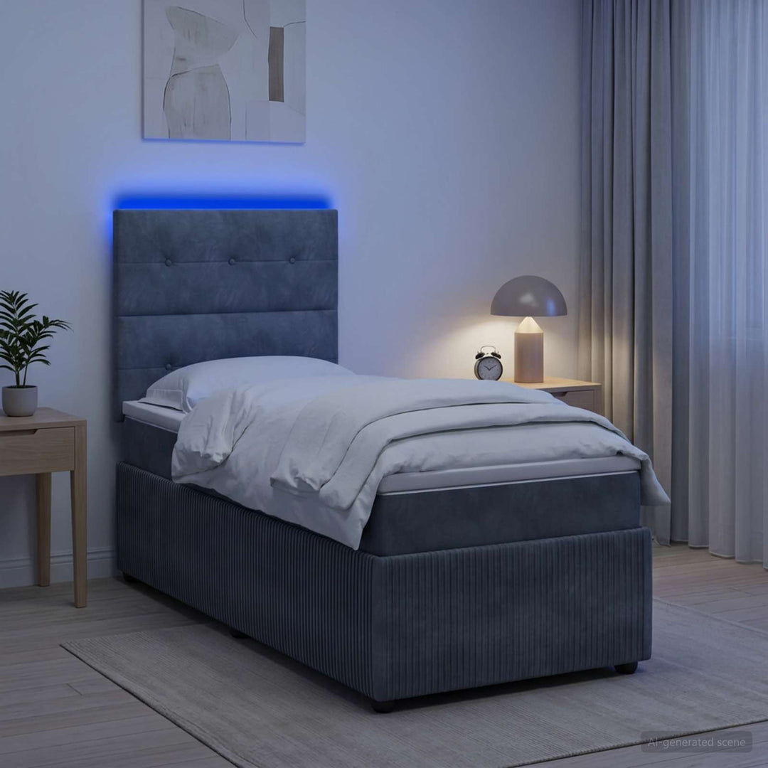 Led Sängram Med Madrass 90 X 190 Cm Sammet