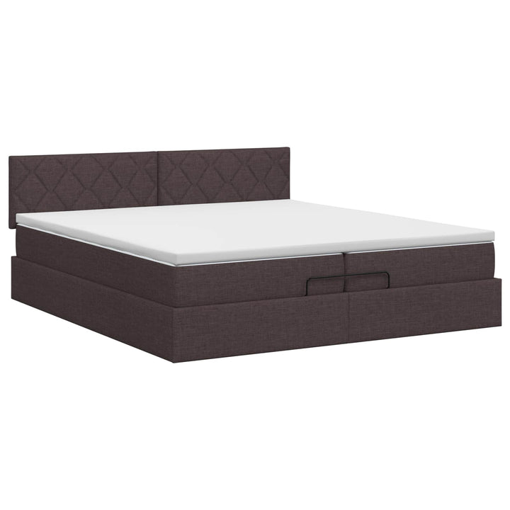 Ottoman Säng Med Madrass Mörkbrun 200 X 200 Cm Tyg