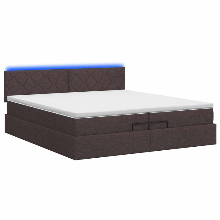 Ottoman-Säng Med Madrass Och Led Mörkbrun 200 X 200 Cm Tyg