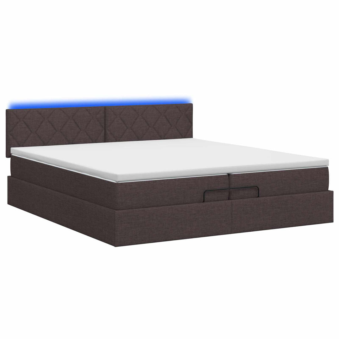 Ottoman-Säng Med Madrass Och Led Mörkbrun 200 X 200 Cm Tyg