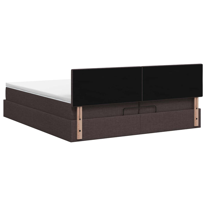 Ottoman-Säng Med Madrass Och Led Mörkbrun 200 X 200 Cm Tyg