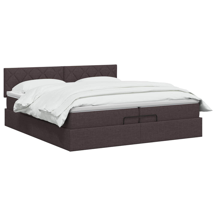 Ottoman-Säng Med Madrass Och Led Mörkbrun 200 X 200 Cm Tyg