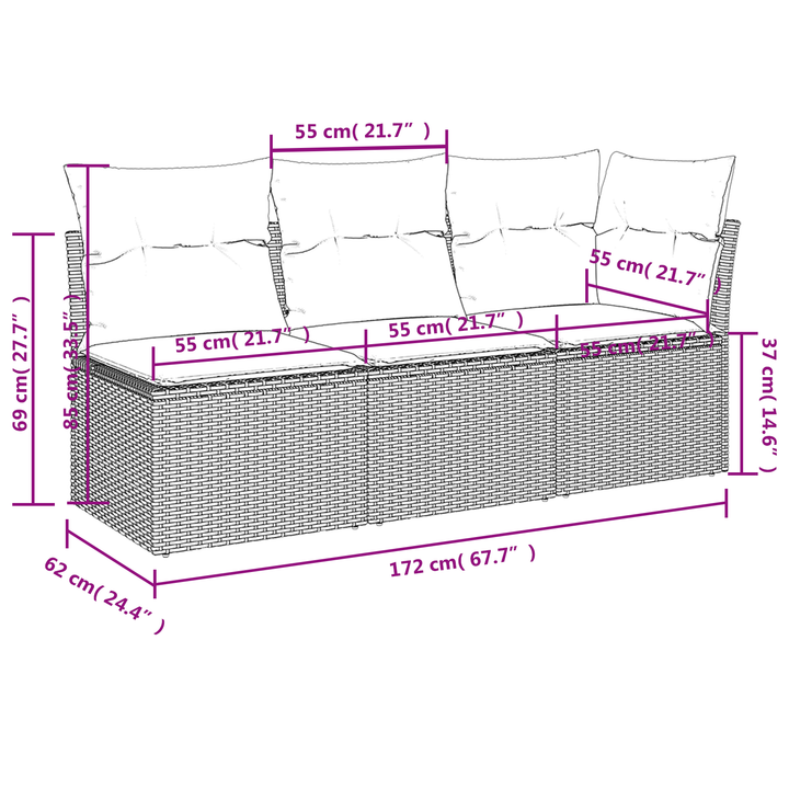 | Trädgårdsoffa | Med Kudde 172 X 62 X 69 Cm Poly Rattan