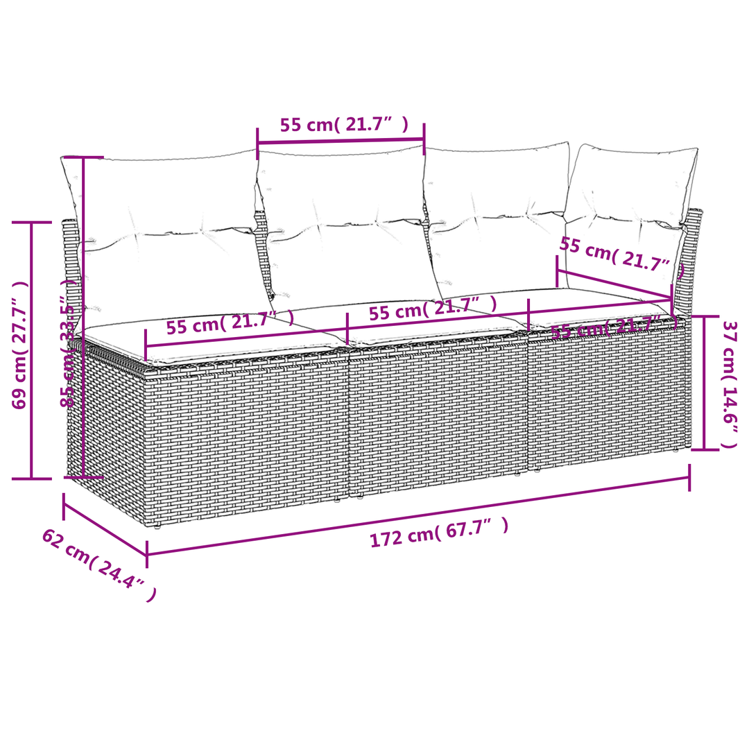 | Trädgårdsoffa | Med Kudde 172 X 62 X 69 Cm Poly Rattan