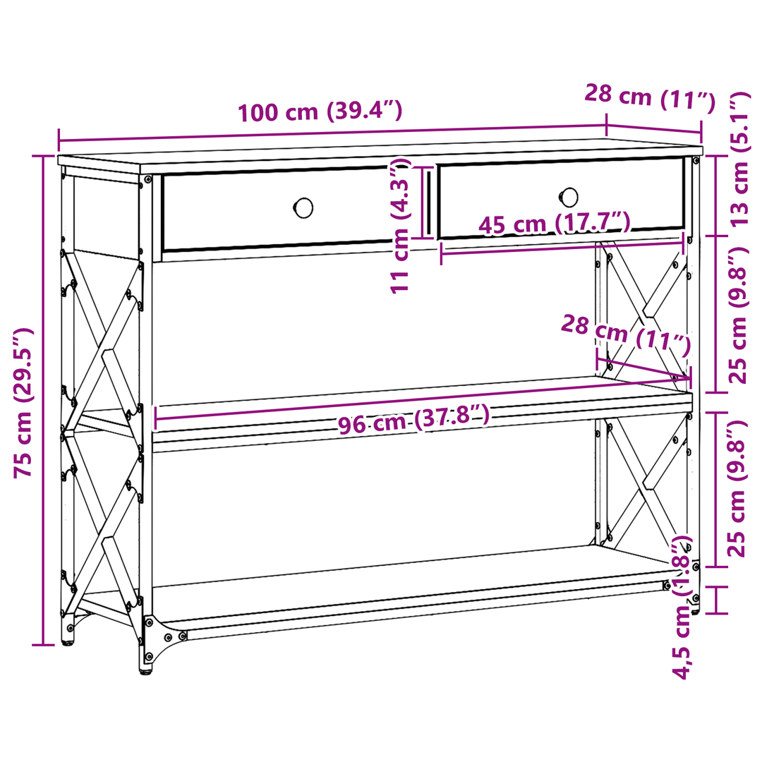 Konsol Bord Artisan Ek 100 X 28 X 75 Cm